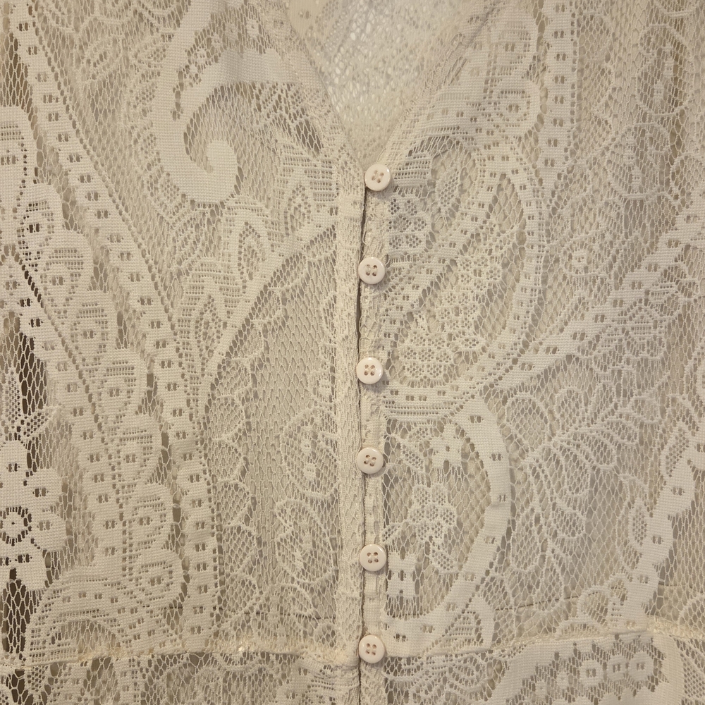 Lace Button-Front Maxi Dress in Ivory - Picture 2 of 7